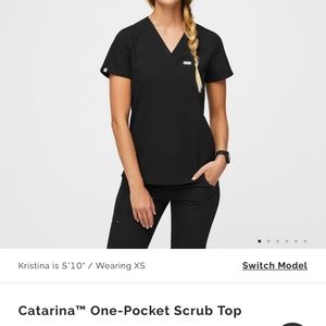 Brand New Black Figs Catarina One-Pocket Scrub Top